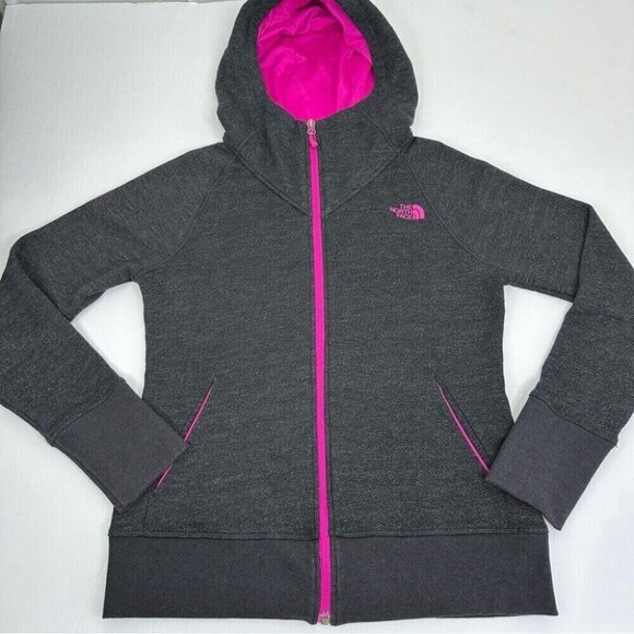 The North Face Women’s Dark Gray Full Zip Hooded French Terry Track Jacket M/C37 - Picture 7 of 14